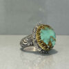 Bague en Argent Persan Faite Main 92-2 avec Turquoise de Neyshabur