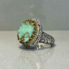 Bague en Argent Persan Faite Main 92-2 avec Turquoise de Neyshabur