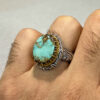 Bague en Argent Persan Faite Main 92-2 avec Turquoise de Neyshabur