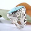 Bague en Argent Persan Faite Main pour Homme avec Turquoise de Neyshabur