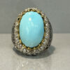 Bague en Argent Persan Faite Main pour Homme avec Turquoise de Neyshabur