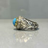 Bague Modèle Miroir en Argent Persan avec Turquoise de Neyshabur pour Homme