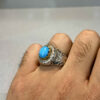 Bague Modèle Miroir en Argent Persan avec Turquoise de Neyshabur pour Homme