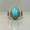 Bague Modèle Sport en Argent Persan avec Turquoise de Neyshabur pour Homme