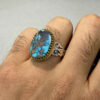 Bague en Argent Persan Faite Main avec Turquoise de Neyshabur