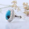 Bague en Argent Persan Faite Main avec Turquoise de Neyshabur