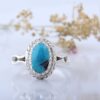 Bague en Argent Persan Faite Main avec Turquoise de Neyshabur