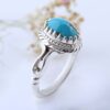 Bague en Argent Persan Faite Main avec Turquoise de Neyshabur