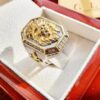 Bague Chevalière en Argent Sterling avec Visage de Lion Gravé pour Hommes