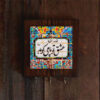 Porte-clés mural en bois et céramique persan avec design de carreau avec poème de Rumi
