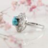 Bague en Argent Persan Faite Main Plaquée Rhodium avec Turquoise de Neyshabur