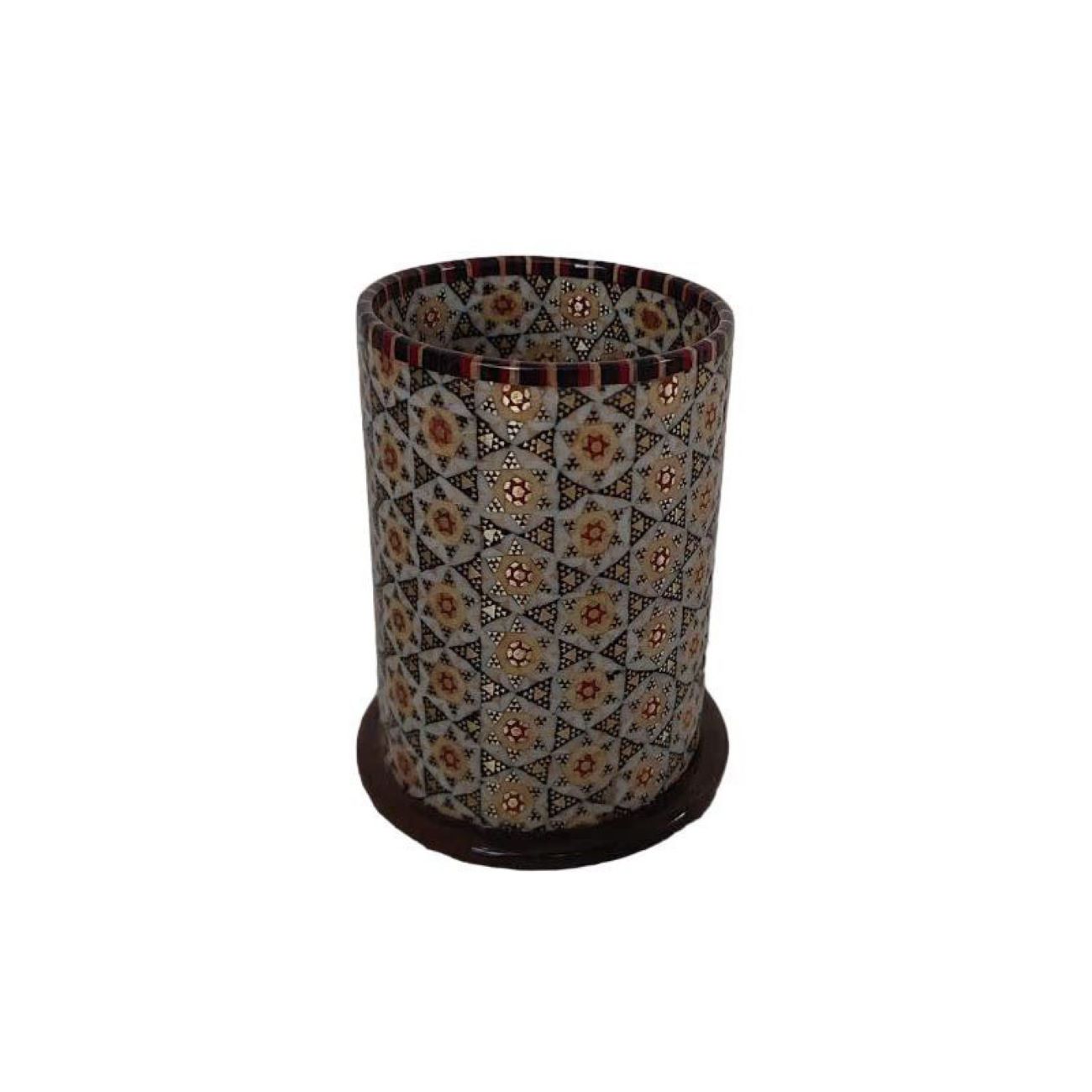 Porte-pinceaux de maquillage en bois persan fait main avec Khatam Kari