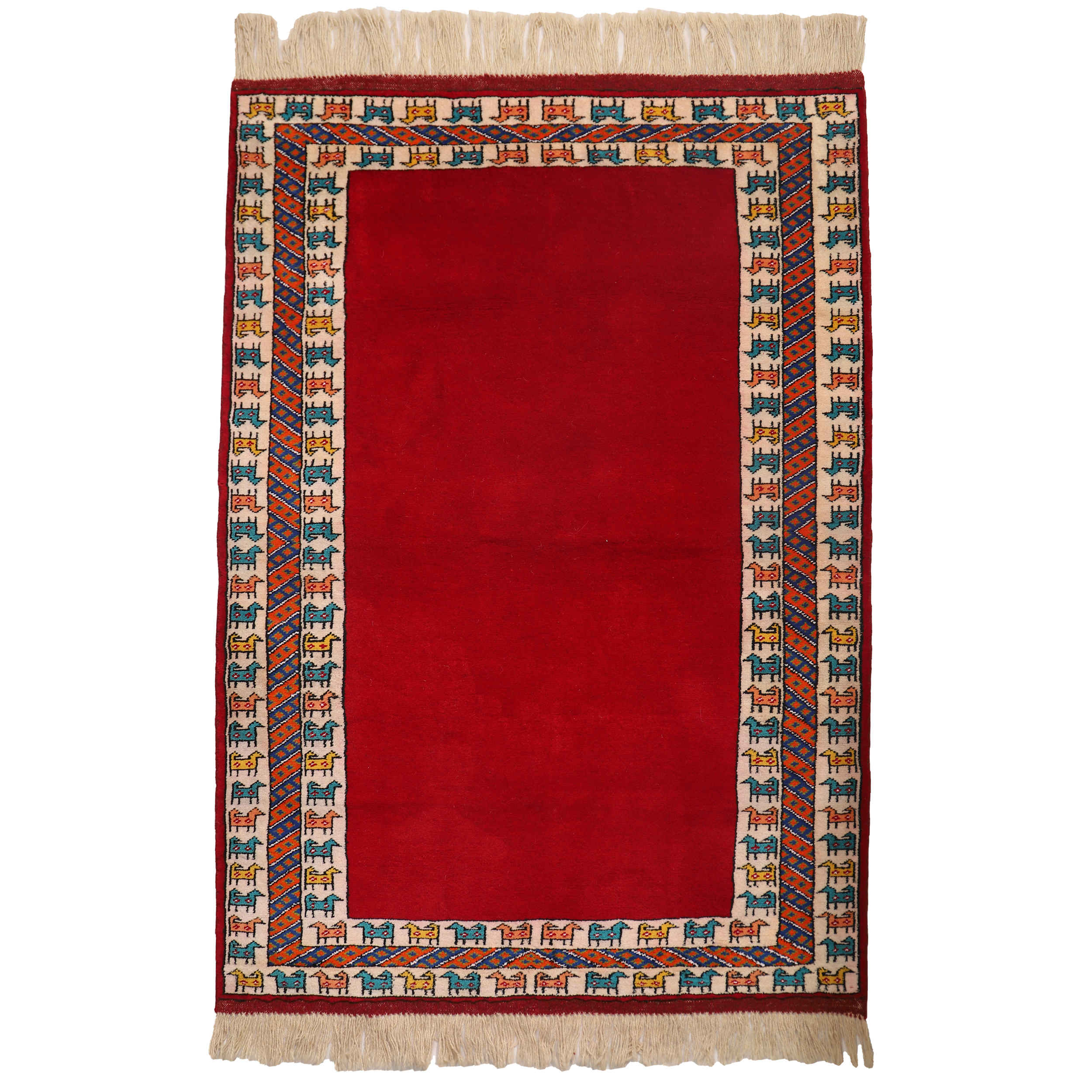 Tapis persan en laine noué à la main à Khorasan motifs animaliers