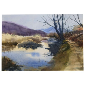 Peinture réaliste originale – Aquarelle sur carton, paysage