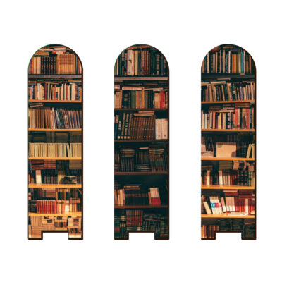 Marque-pages en bois – Design étagère de livres – Lot de 3