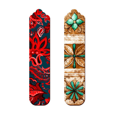 Marque-pages artistiques en bois – Motif floral – Lot de 2