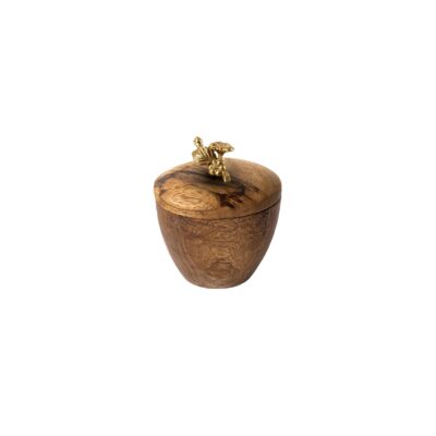 Bol à sucre en bois fait main avec couvercle – Style rustique et design floral
