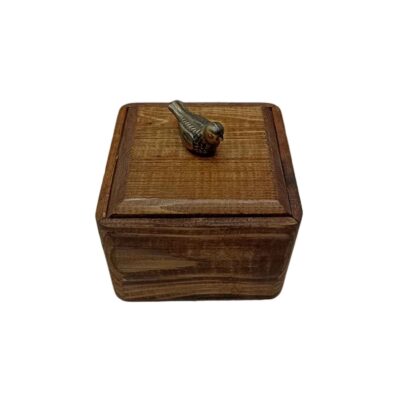 Bol à sucre en bois fait main avec couvercle – Style rustique et design d’oiseau
