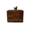 Bol à sucre en bois fait main avec couvercle - Style rustique et design d'oiseau
