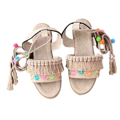 Sandales Plates Slingback faites à la main avec Design Boho