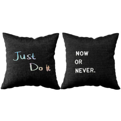 Housse de coussin en velours double face – Design citation motivante (Set de 2)