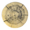 Pouf rond en velours avec design tronc d'arbre et pieds en bois