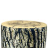 Pouf rond en velours avec design tronc d'arbre et pieds en bois
