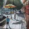 Peinture réaliste originale - Aquarelle sur carton, rue de Téhéran par Bijan Ghahramani
