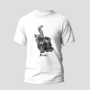 T-shirt blanc inspiré de la carte et de l’histoire de l’Iran pour hommes