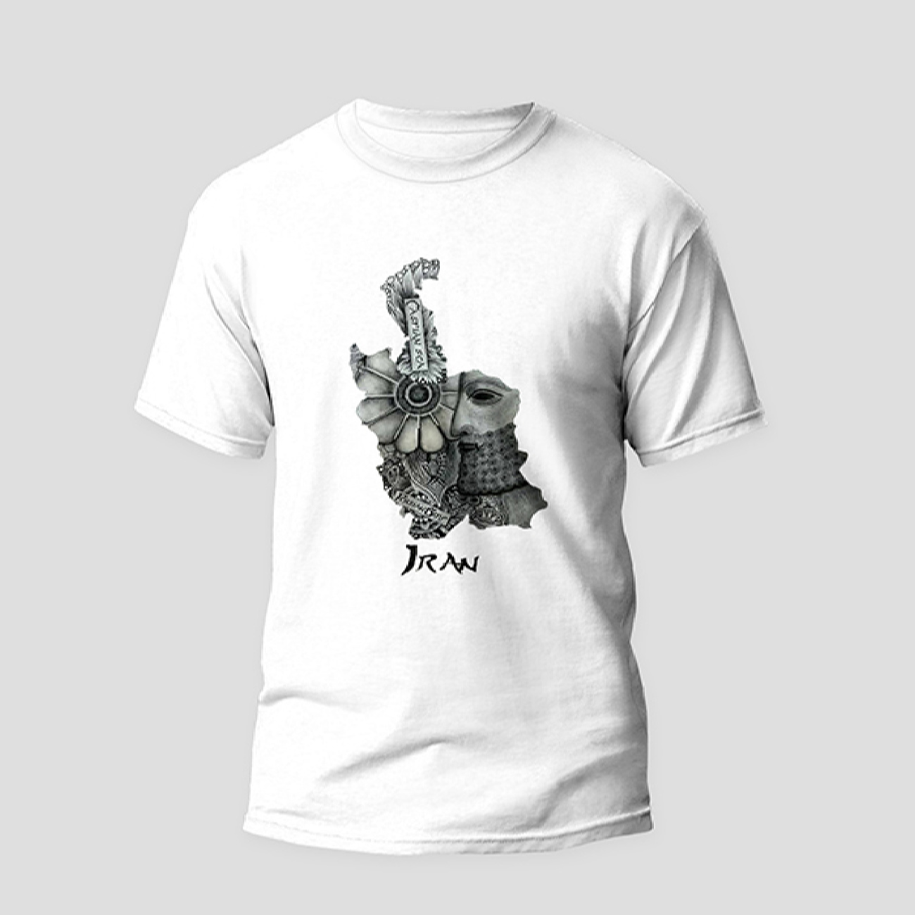 T-shirt blanc inspiré de la carte et de l’histoire de l'Iran pour hommes