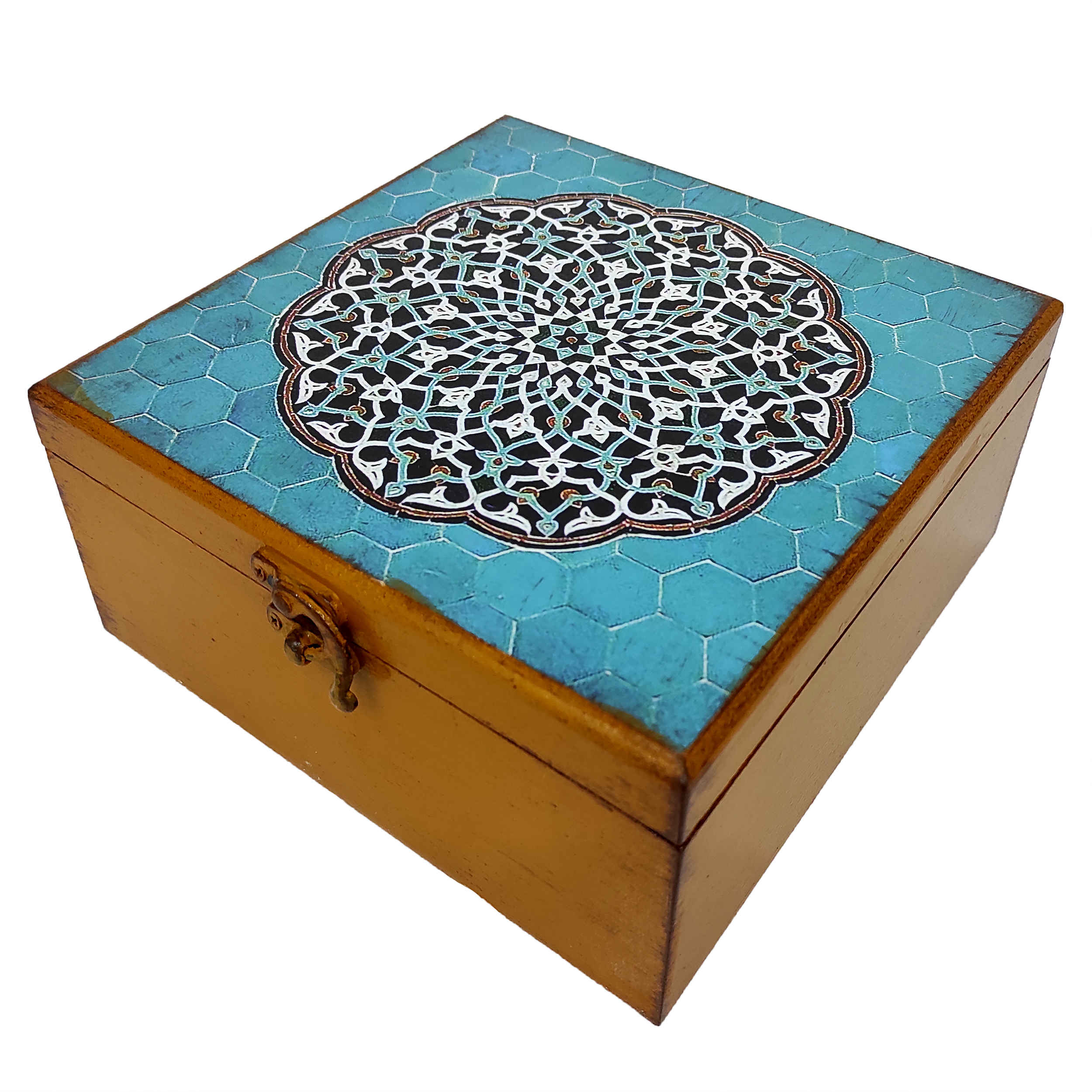 Boîte à Bonbons en Bois Faite à la Main avec Motif Mandala