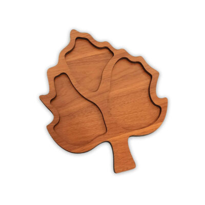 Plateau en bois MDF en forme de feuille à trois sections (lot de 2)
