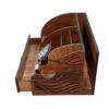 Organiseur de bureau en bois avec horloge intégrée