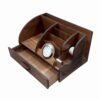 Organiseur de bureau en bois avec horloge intégrée