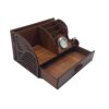 Organiseur de bureau en bois avec horloge intégrée