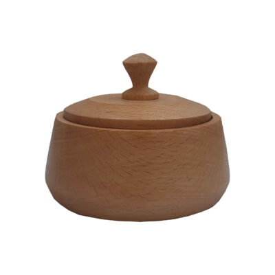 Bol à sucre en bois fait main avec couvercle – Style rustique