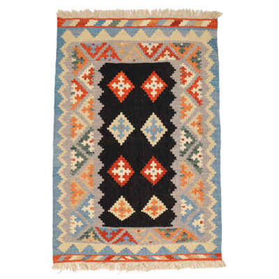 Tapis en laine Kilim persan tissé à la main en Fars design Qashqai