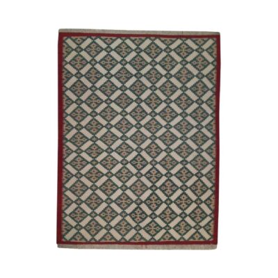 Tapis en laine Kilim persan tissé à la main avec motifs géométriques marron