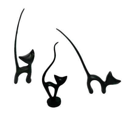 Ensemble de 3 figurines décoratives de chats – Sculptures de chatons joueurs