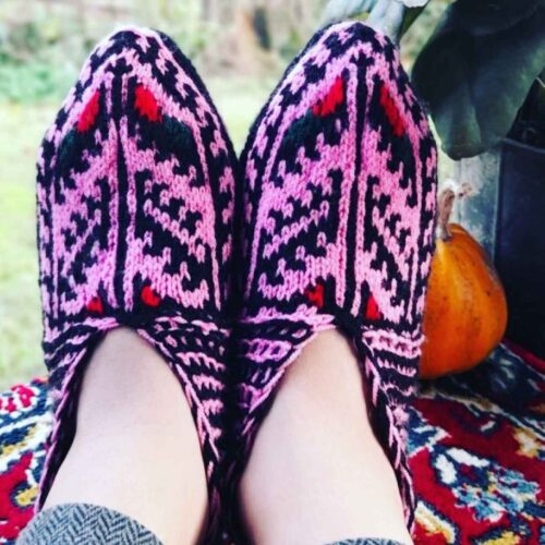 Pantoufles Crochet Azerbaïdjan pour Femmes Design Traditionnel Tissées à la Main