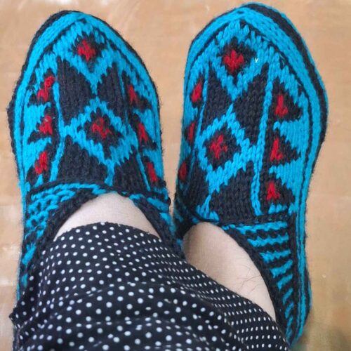 Pantoufles Crochets Azerbaïdjanais avec Design Traditionnel Tissé à la Main