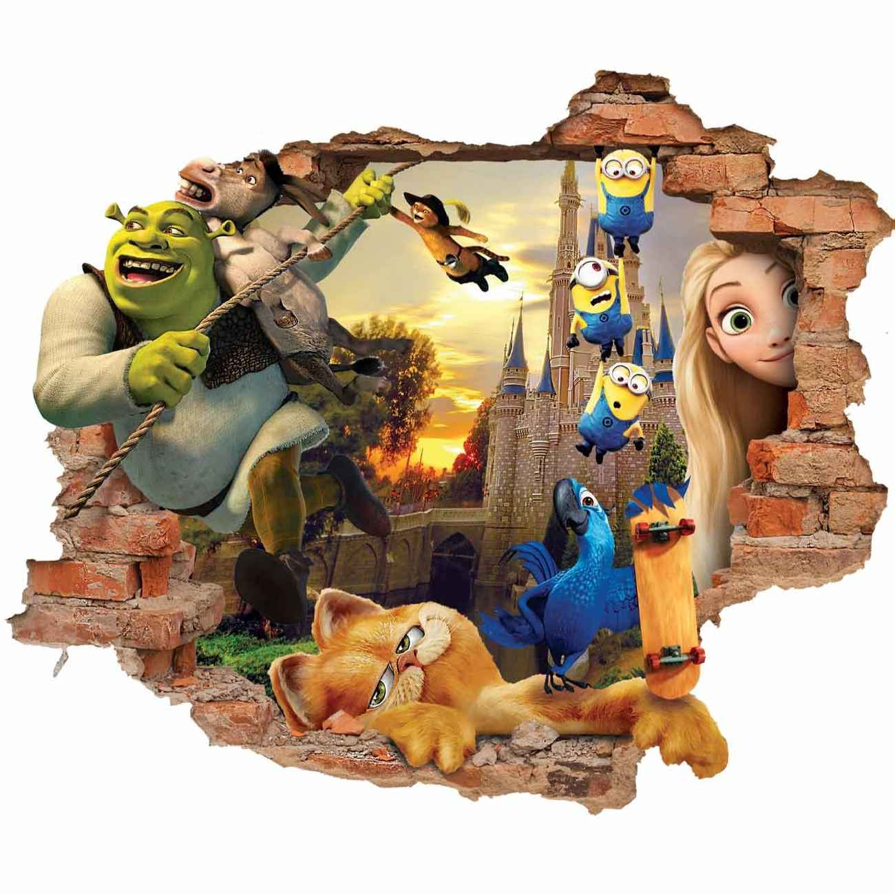Autocollant mural 3D pour bébé – Design ville de dessins animés