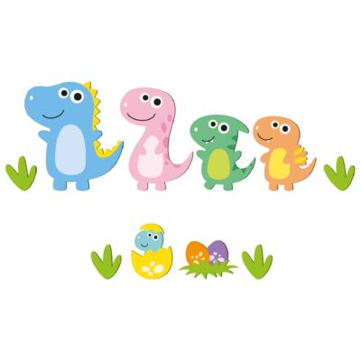 Autocollant mural en bois pour bébé – Design dinosaure