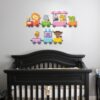 Autocollant mural en bois pour bébé – Design train d’animaux