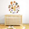 Autocollant mural en bois pour bébé – Design animaux joyeux