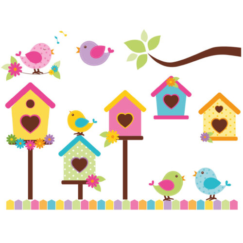 Autocollants muraux en bois pour bébé – Design oiseau