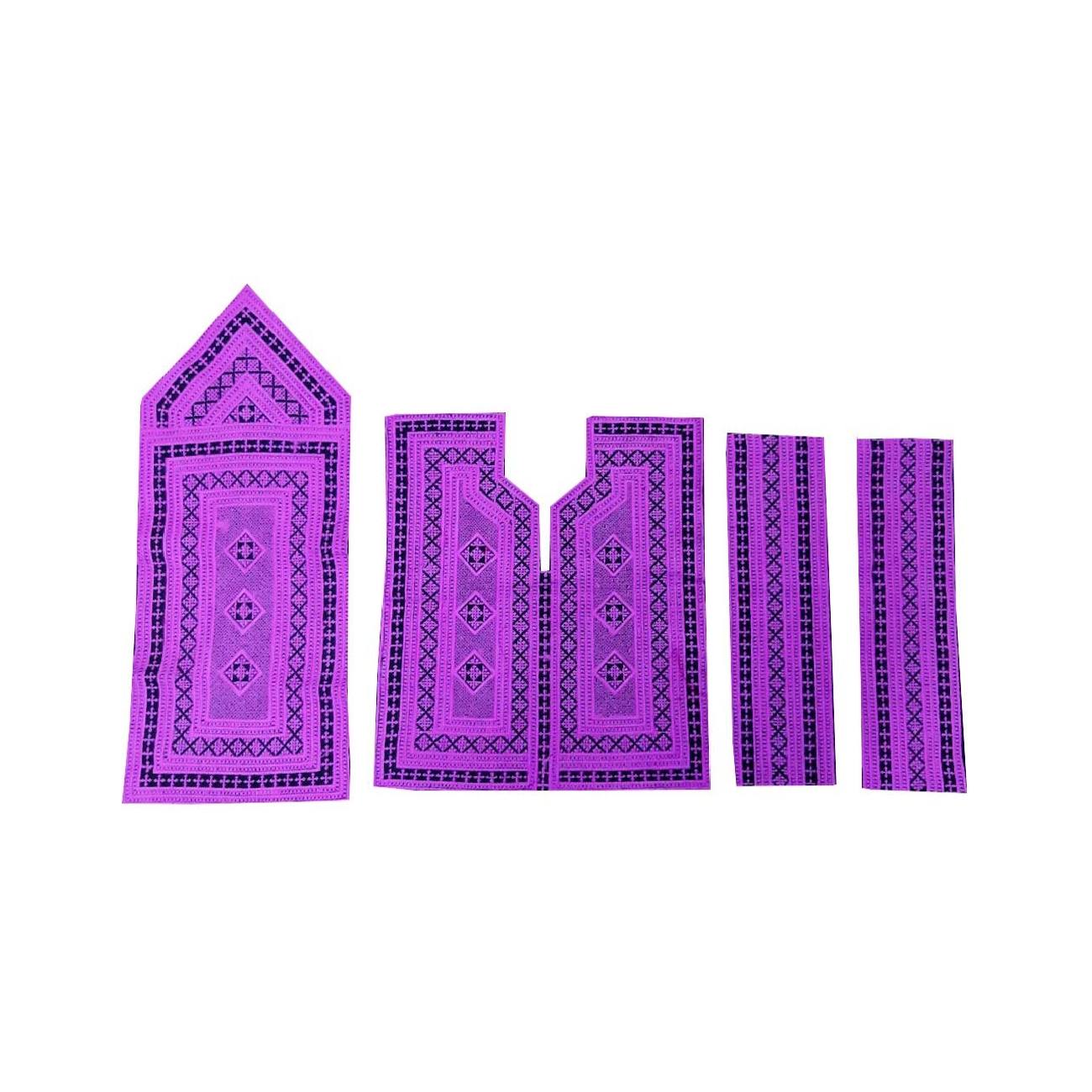 Ensemble de 4 panneaux de robe brodés Balochi faits à la main - Violet