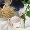 Tasse en céramique artistique - À la main, avec motif cerise