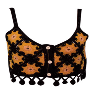 Top court en crochet pour femmes avec design ethnique modèle Floral