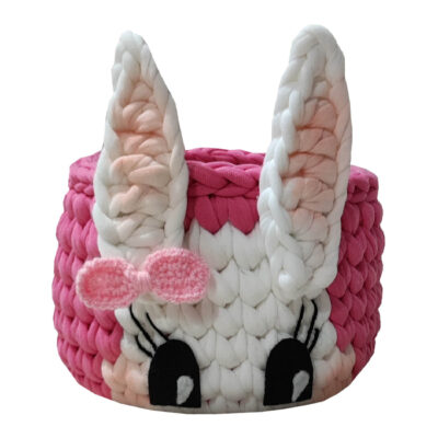 Panier de rangement en crochet avec design Rabbit